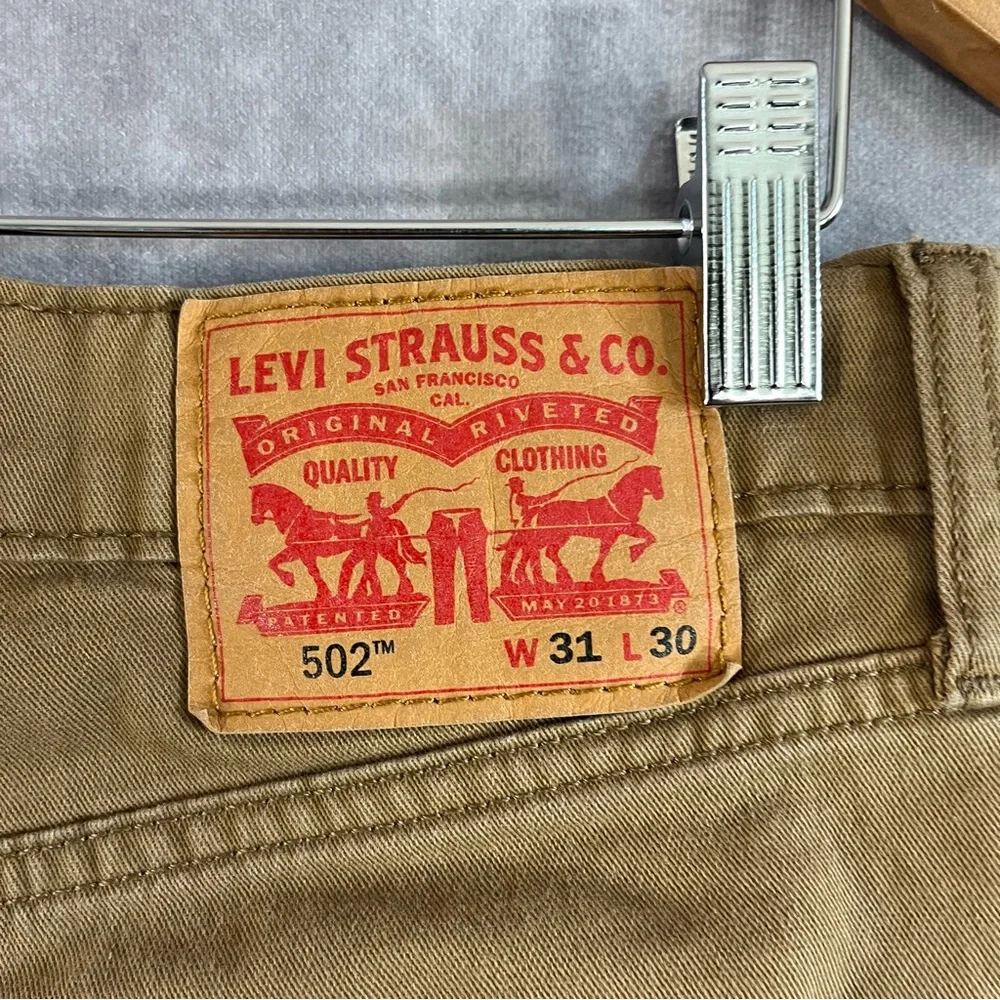 Levi's 502 Jeans Men‎ 31x30 Tab Beige Tapered Pants Stretch Cotton Casual Modern